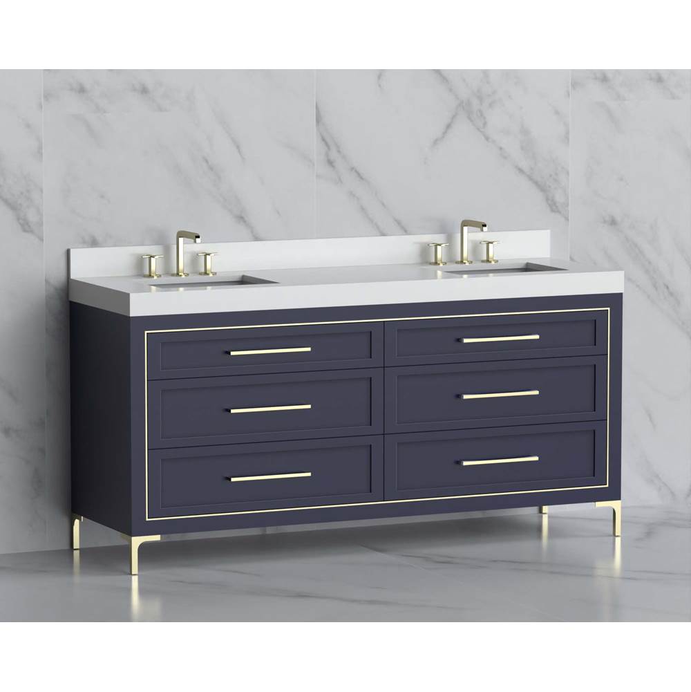 Madeli - Madeli Vision 72D'' Free standing Vanity Cabinet in Sapphire/HW: Handles/Feet Satin Brass(SB) - Sapphire With Satin Brass