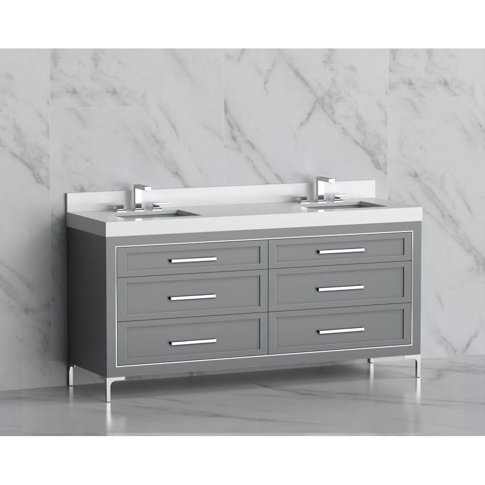 Madeli - Madeli Vision 72D'' Free standing Vanity Cabinet in Studio Grey/HW: Handles/Feet Polished Chrome(PC) - Studio Gray With Polished Chrome