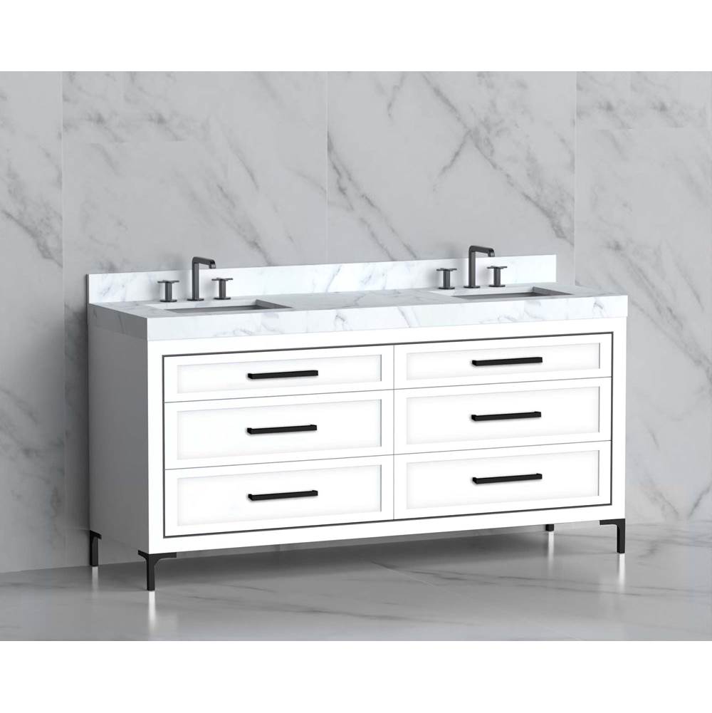 Madeli - Madeli Vision 72D'' Free standing Vanity Cabinet in White/HW: Handles/Feet Brushed Nickel(BN) - White With Brushed Nickel