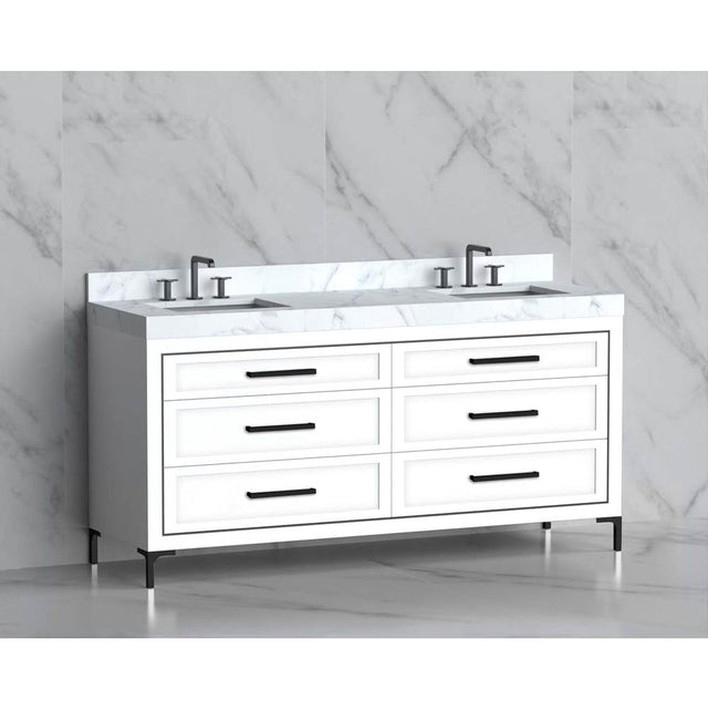 Madeli - Madeli Vision 72D'' Free standing Vanity Cabinet in White/HW: Handles/Feet Polished Chrome(PC) - White With Polished Chrome