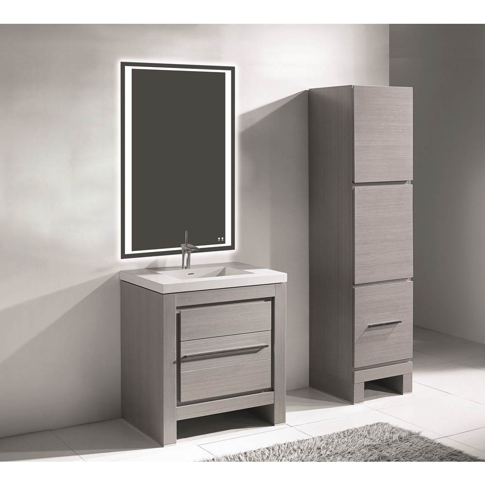 Madeli - Madeli Vicenza 30'' Free Standing Ash Grey/HW: Brushed Nickel(BN) - Ash Gray With Brushed Nickel