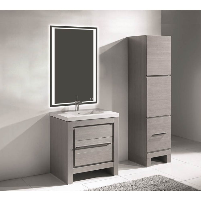 Madeli - Madeli Vicenza 30'' Free Standing Ash Grey/HW: Brushed Nickel(BN) - Ash Gray With Brushed Nickel