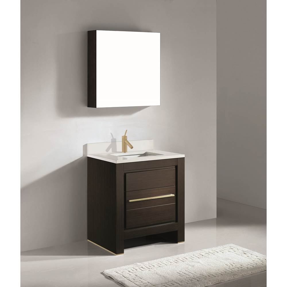 Madeli - Madeli Vicenza 30'' Free Standing Walnut/HW: Satin Brass(SB) - Walnut With Satin Brass