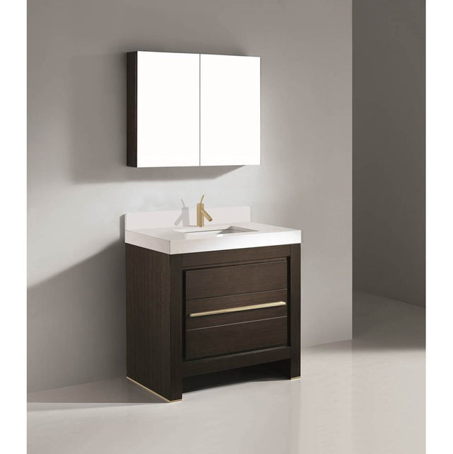 Madeli - Madeli Vicenza 36'' Free Standing Walnut/HW: Satin Brass(SB) - Walnut With Satin Brass