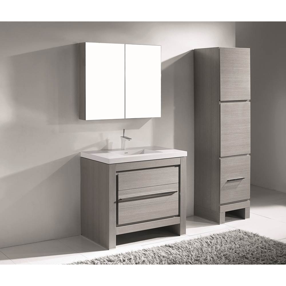 Madeli - Madeli Vicenza 42'' Free Standing Ash Grey/HW: Polished Chrome(PC) - Ash Gray With Polished Chrome