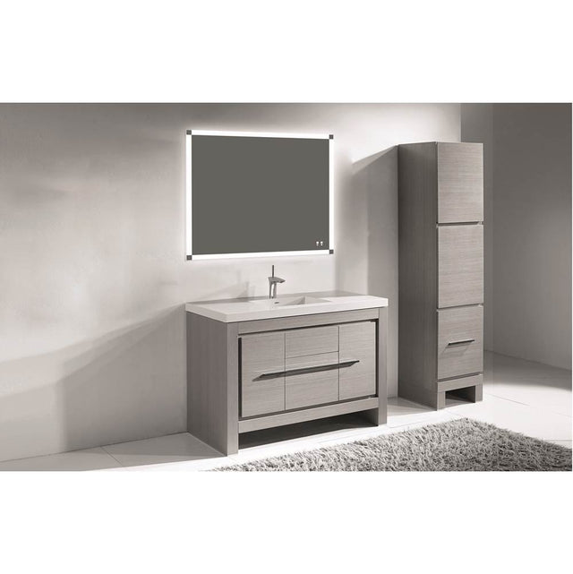 Madeli - Madeli Vicenza 48C'' Free Standing Ash Grey/HW: Matte Black(MB) - Ash Gray With Matte Black