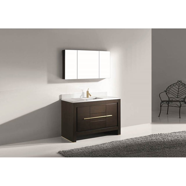 Madeli - Madeli Vicenza 48C'' Free Standing Walnut/HW: Satin Brass(SB) - Walnut With Satin Brass