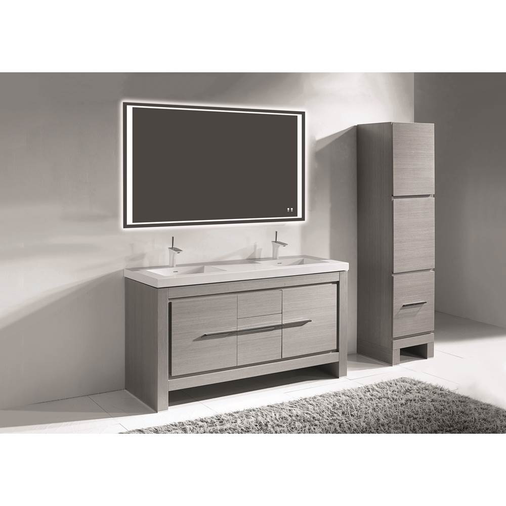 Madeli - Madeli Vicenza 60CD'' Free Standing Ash Grey/HW: Satin Brass(SB) - Ash Gray With Satin Brass