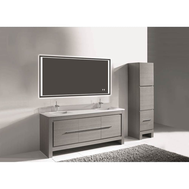 Madeli - Madeli Vicenza 72D'' Free Standing Ash Grey/HW: Polished Chrome(PC) - Ash Gray With Polished Chrome