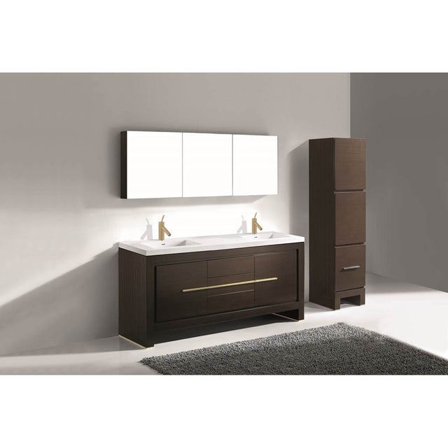 Madeli - Madeli Vicenza 72D'' Free Standing Walnut/HW: Satin Brass(SB) - Walnut With Satin Brass