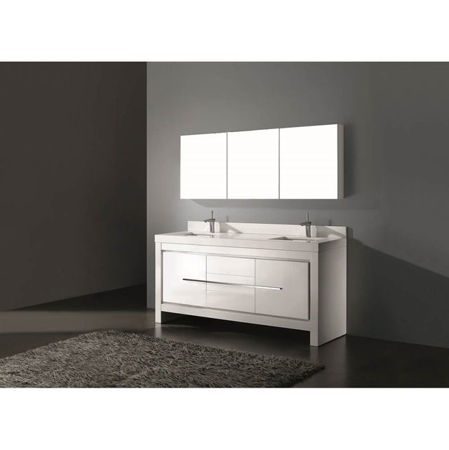 Madeli - Madeli Vicenza 72D'' Free Standing White/HW: Satin Brass(SB) - White With Satin Brass
