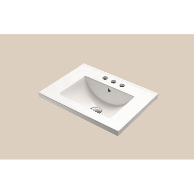 Madeli - Madeli  Ceramic Basin CB-8124 Semi-Recess in White with 8'' Widespread Faucet Holes - White