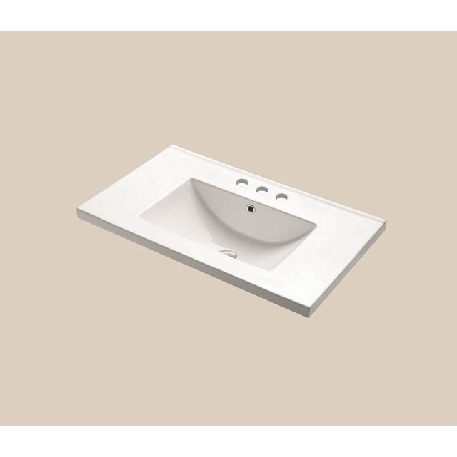 Madeli - Madeli  Ceramic Basin CB-8130 Semi-Recess in White with 8'' Widespread Faucet Holes - White