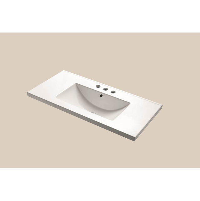 Madeli - Madeli  Ceramic Basin CB-8136 Semi-Recess in White with 8'' Widespread Faucet Holes - White