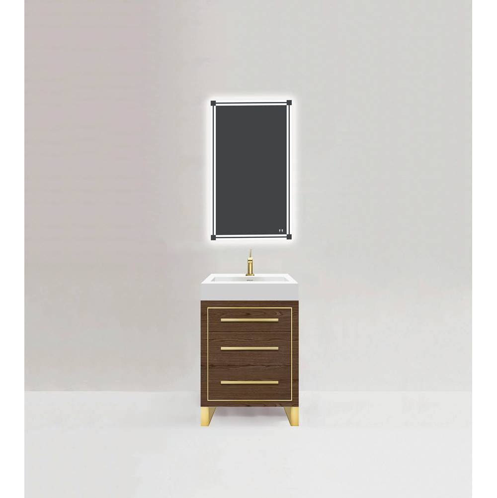 Madeli - Madeli Estate 24'' Free standing Vanity Cabinet in Brandy/HW: Satin Brass(SB) - Brandy With Satin Brass