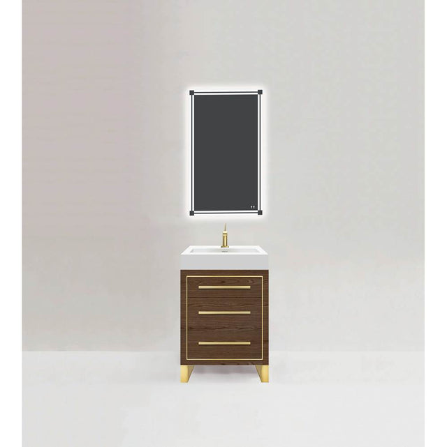 Madeli - Madeli Estate 24'' Free standing Vanity Cabinet in Brandy/HW: Satin Brass(SB) - Brandy With Satin Brass