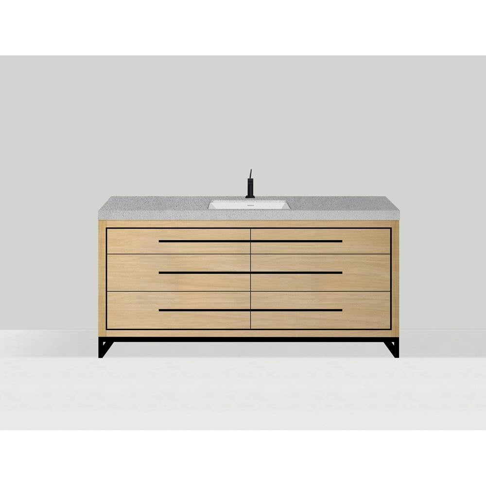 Madeli - Madeli Estate 60C'' Free standing Vanity Cabinet in Natural Oak/HW: Matte Black(MB) - Natural Oak With Matte Black