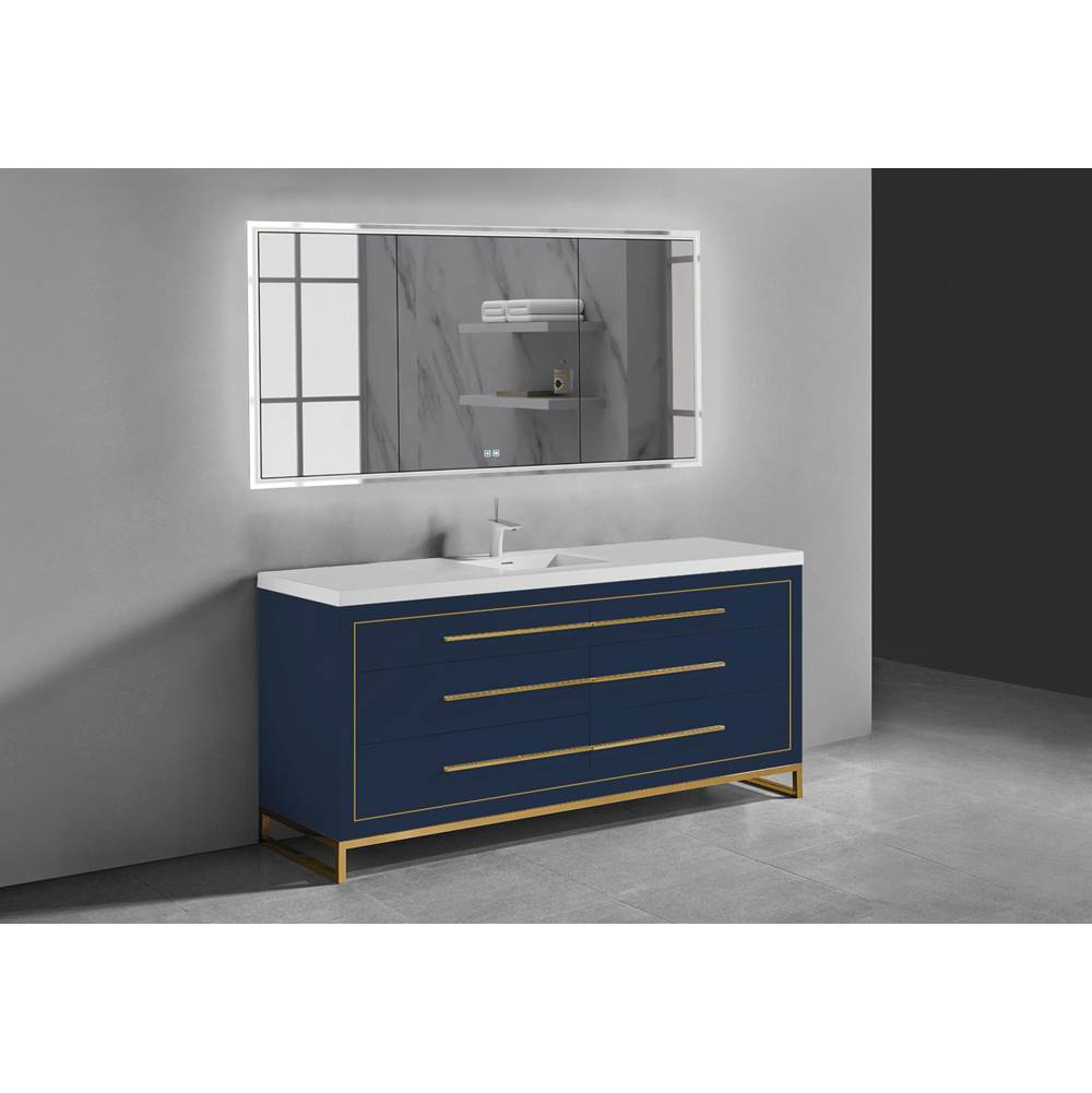 Madeli - Madeli Estate 60D'' Free standing Vanity Cabinet in Sapphire/HW: Polished Chrome(PC) - Sapphire With Polished Chrome