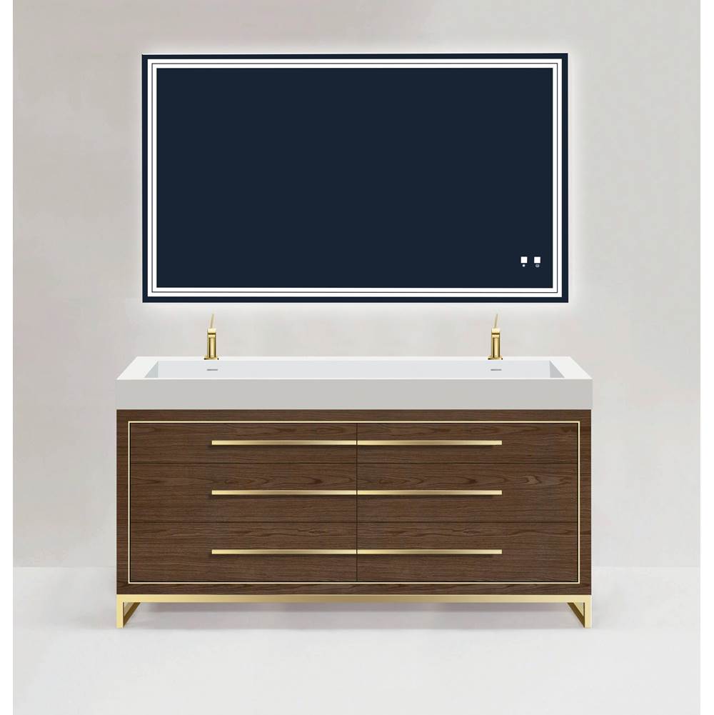 Madeli - Madeli Estate 60D'' Free standing Vanity Cabinet in Brandy/HW: Polished Chrome(PC) - Brandy With Polished Chrome