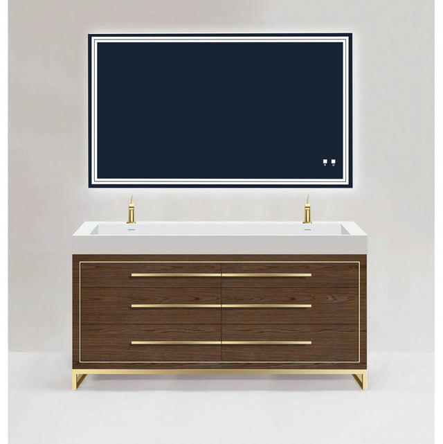 Madeli - Madeli Estate 60D'' Free standing Vanity Cabinet in Brandy/HW: Polished Chrome(PC) - Brandy With Polished Chrome