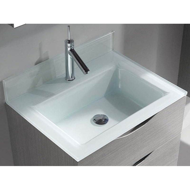 Madeli - Madeli Tempered Glass Top/Basin,  24'' x 18'' x 3/4'', Winter White - Winter White