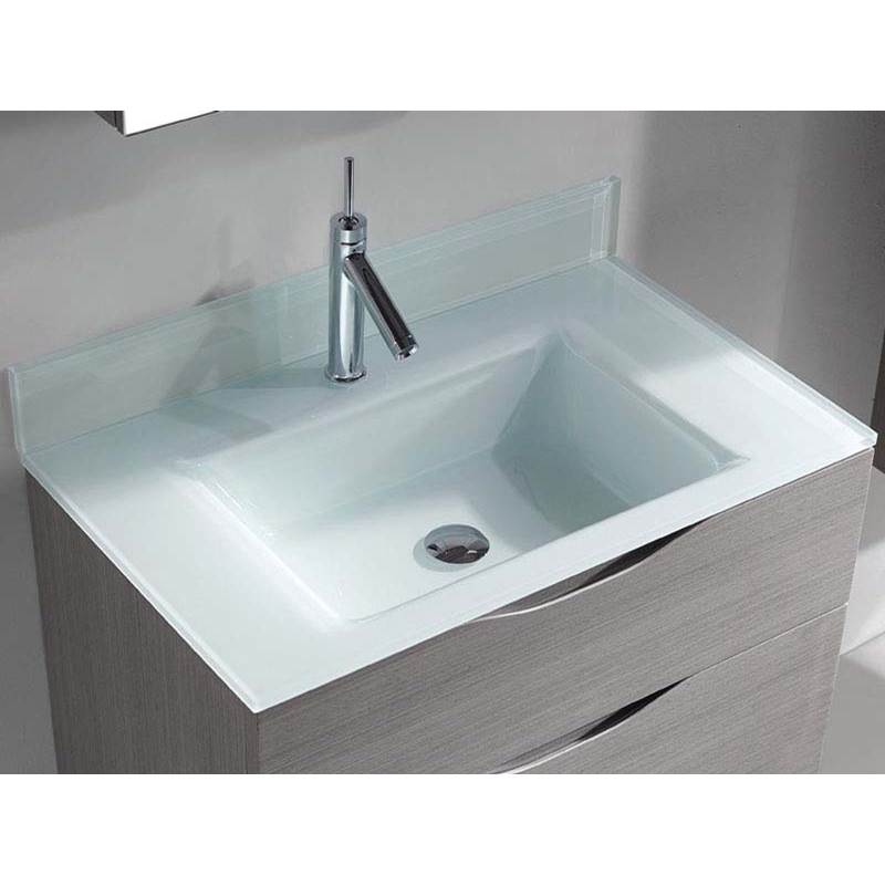 Madeli - Madeli Tempered Glass Top/Basin,  30'' x 18'' x 3/4'', Winter White - Winter White