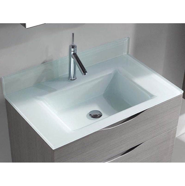 Madeli - Madeli Tempered Glass Top/Basin,  30'' x 18'' x 3/4'', Winter White - Winter White