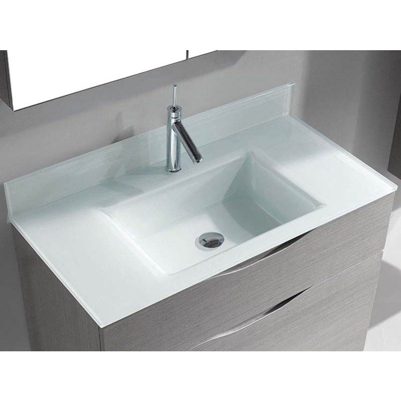 Madeli - Madeli Tempered Glass Top/Basin,  36'' x 18'' x 3/4'', Winter White - Winter White