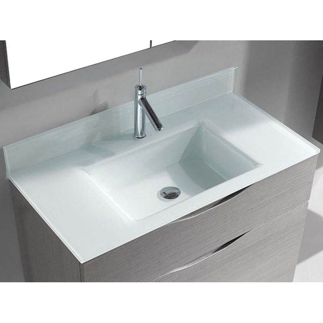 Madeli - Madeli Tempered Glass Top/Basin,  36'' x 18'' x 3/4'', Winter White - Winter White