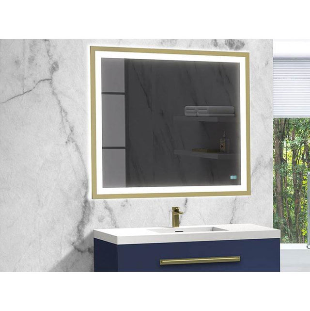 Madeli - Madeli Portrait Lighted Slique Mirror, 30'' x 42'' x 7/8'', Rectangular, Frame in Satin Brass, 2700/4000K Temperature, Deffoger, Dimmable - Satin Brass