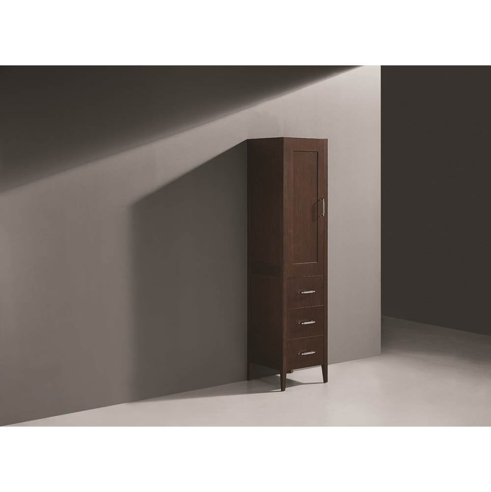 Madeli - Madeli Encore 18''W x 18''D x 76''H Free Standing Linen Cabinet L Hinged In Brandy/HW: Polished Nickel(PN) - Brandy With Polished Nickel