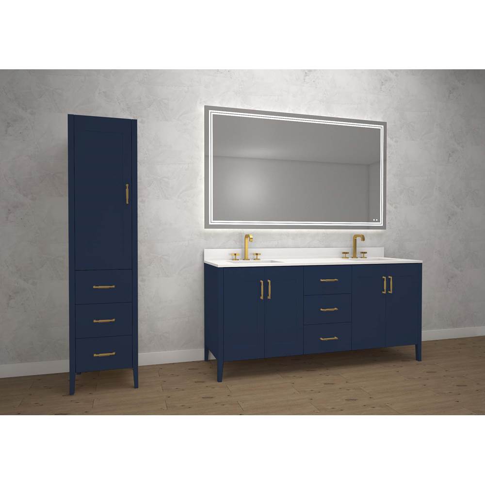 Madeli - Madeli Encore 18''W x 18''D x 76''H Free Standing Linen Cabinet L Hinged In Sapphire/HW: Brushed Nickel(BN) - Sapphire With Brushed Nickel