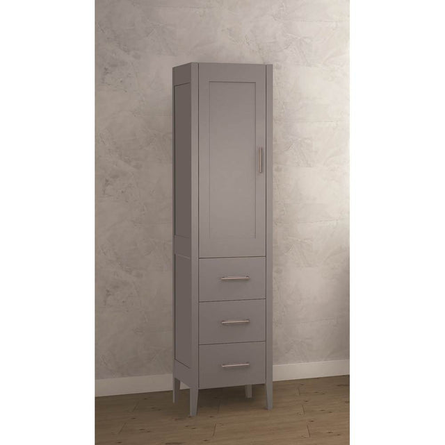 Madeli - Madeli Encore 18''W x 18''D x 76''H Free Standing Linen Cabinet L Hinged In Studio Grey/HW: Polished Chrome(PC) - Studio Gray With Polished Chrome