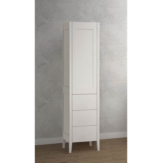 Madeli - Madeli Encore 18''W x 18''D x 76''H Free Standing Linen Cabinet L Hinged In White/HW:  No Handles - White
