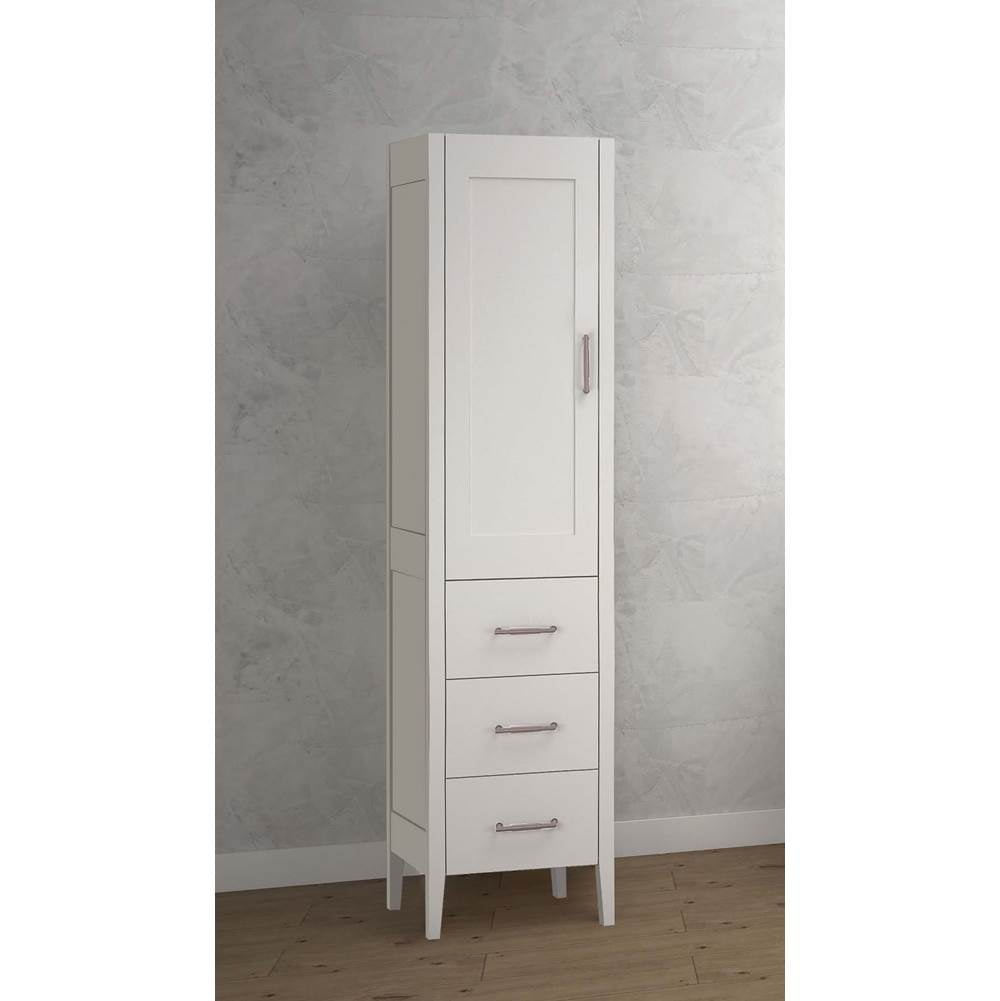 Madeli - Madeli Encore 18''W x 18''D x 76''H Free Standing Linen Cabinet L Hinged In White/HW: Polished Nickel(PN) - White With Polished Nickel