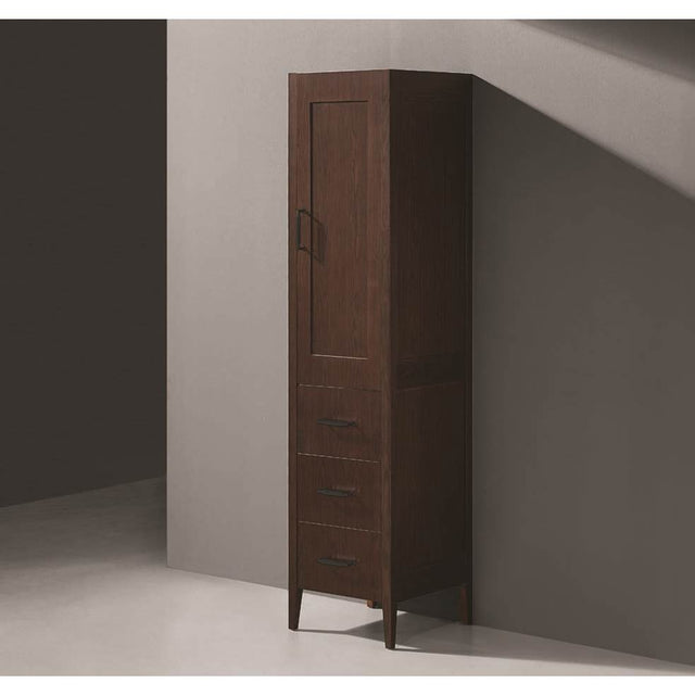 Madeli - Madeli Encore 18''W x 18''D x 76''H Free Standing Linen Cabinet R Hinged In Brandy/HW: Matte Black(MB) - Brandy With Matte Black