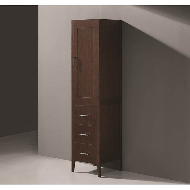Madeli - Madeli Encore 18''W x 18''D x 76''H Free Standing Linen Cabinet R Hinged In Brandy/HW: Polished Chrome(PC) - Brandy With Polished Chrome