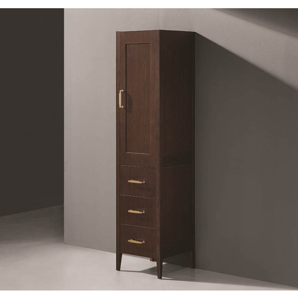 Madeli - Madeli Encore 18''W x 18''D x 76''H Free Standing Linen Cabinet R Hinged in Brandy/HW: Satin Brass(SB) - Brandy With Satin Brass