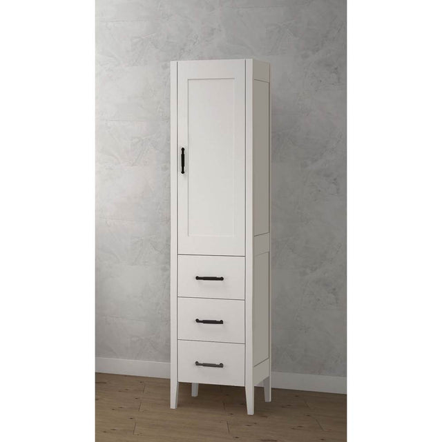 Madeli - Madeli Encore 18''W x 18''D x 76''H Free Standing Linen Cabinet R Hinged In White/HW: Matte Black(MB) - White With Matte Black