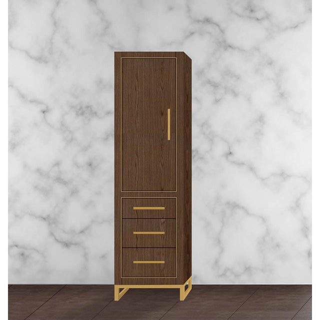 Madeli - Madeli Estate 20''W x 18''D x 76''H Free Standing Linen Cabinet L Hinged In Brandy/HW: Satin Brass(SB) - Brandy With Satin Brass