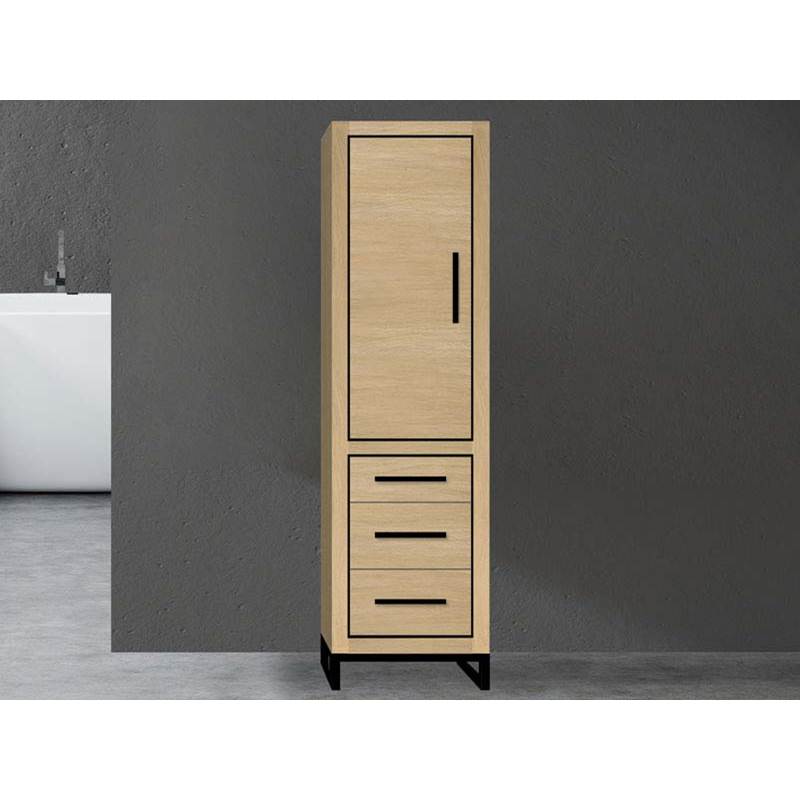 Madeli - Madeli Estate 20''W x 18''D x 76''H Free Standing Linen Cabinet L Hinged In Natural Oak/HW: Polished Chrome(PC) - Natural Oak With Polished Chrome