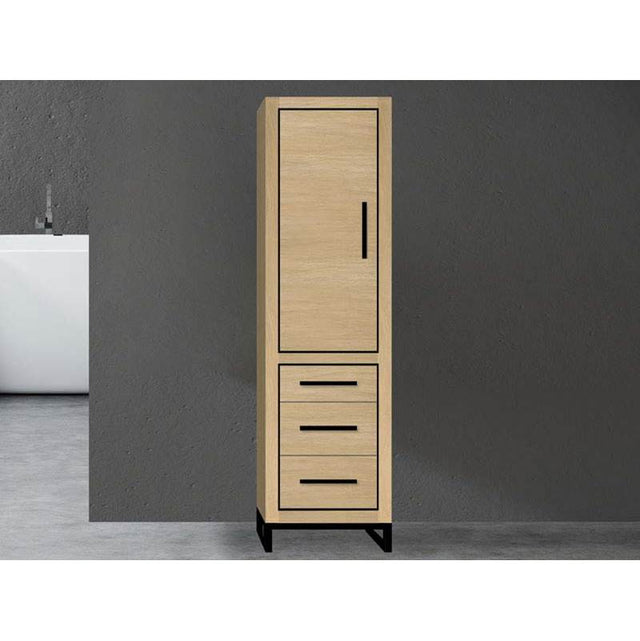 Madeli - Madeli Estate 20''W x 18''D x 76''H Free Standing Linen Cabinet L Hinged In Natural Oak/HW: Polished Nickel(PN) - Natural Oak With Polished Nickel