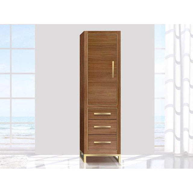 Madeli - Madeli Estate 20''W x 18''D x 76''H Free Standing Linen Cabinet L Hinged In Natural Walnut/HW: Brushed Nickel(BN) - Natural Walnut With Brushed Nickel