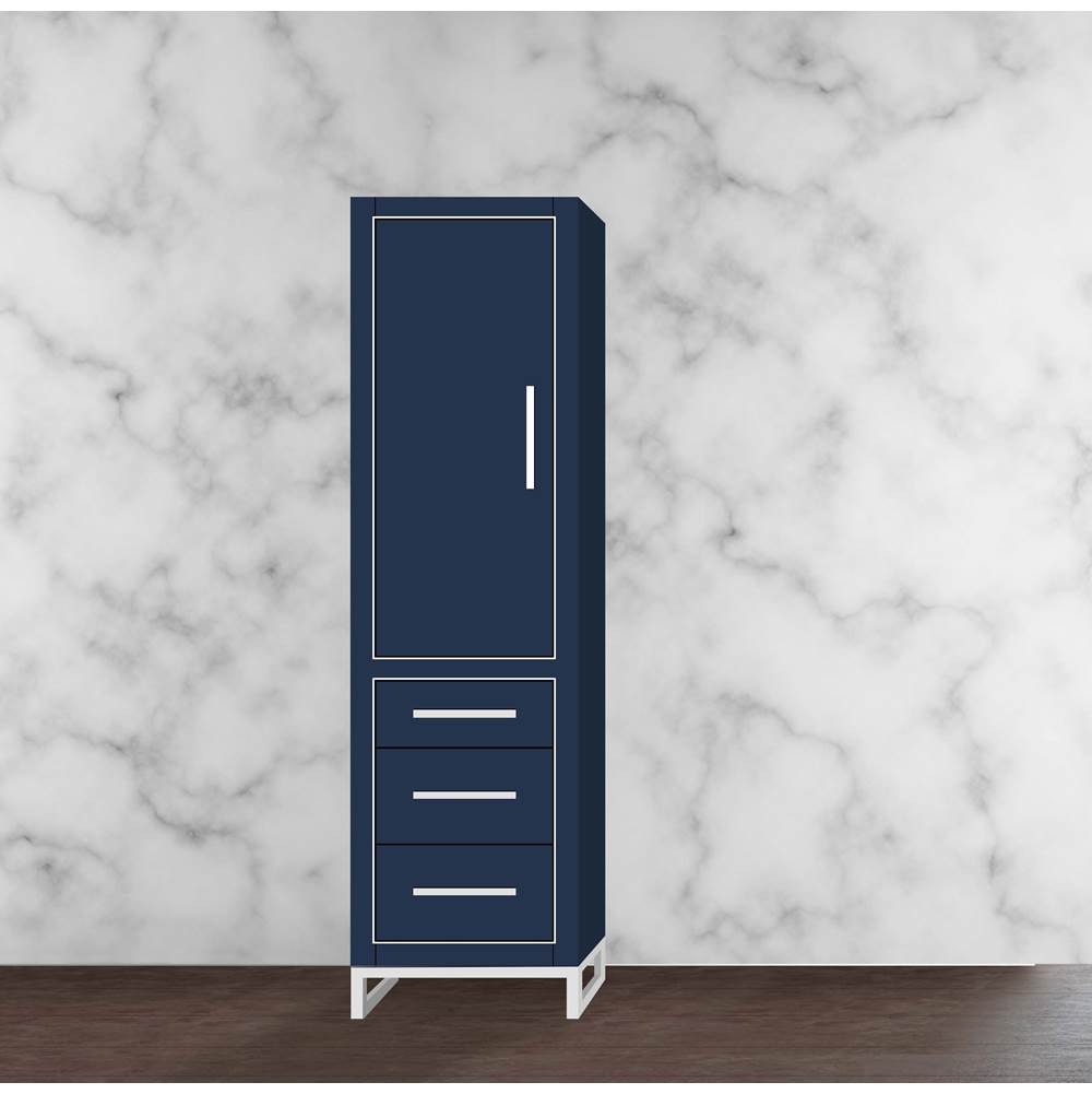 Madeli - Madeli Estate 20''W x 18''D x 76''H Free Standing Linen Cabinet L Hinged In Sapphire/HW: Brushed Nickel(BN) - Sapphire With Brushed Nickel