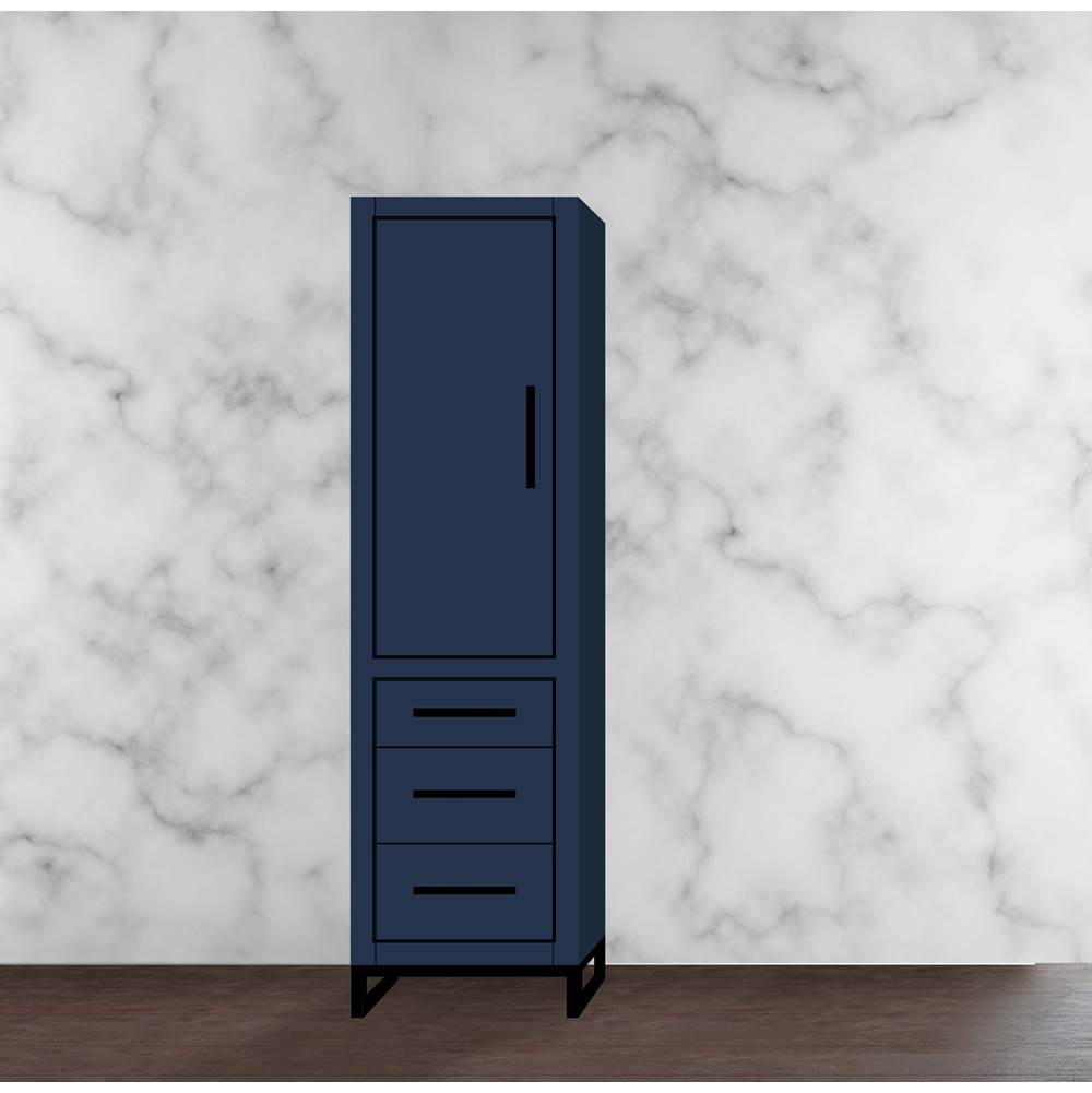 Madeli - Madeli Estate 20''W x 18''D x 76''H Free Standing Linen Cabinet L Hinged In Sapphire/HW: Matte Black(MB) - Sapphire With Matte Black