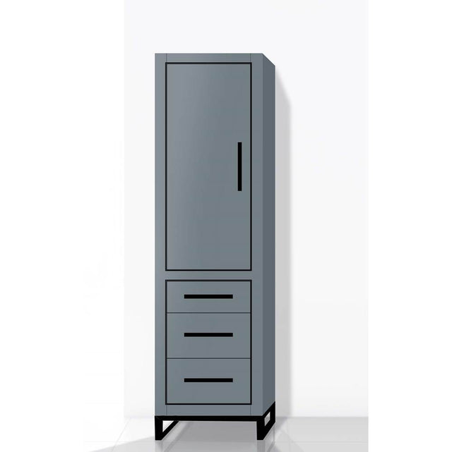 Madeli - Madeli Estate 20''W x 18''D x 76''H Free Standing Linen Cabinet L Hinged In Studio Grey/HW: Matte Black(MB) - Studio Gray With Matte Black