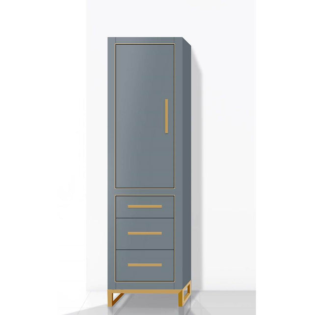 Madeli - Madeli Estate 20''W x 18''D x 76''H Free Standing Linen Cabinet L Hinged In Studio Grey/HW: Satin Brass(SB) - Studio Gray