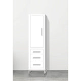 Madeli - Madeli Estate 20''W x 18''D x 76''H Free Standing Linen Cabinet L Hinged In White/HW: Brushed Nickel(BN) - White With Brushed Nickel