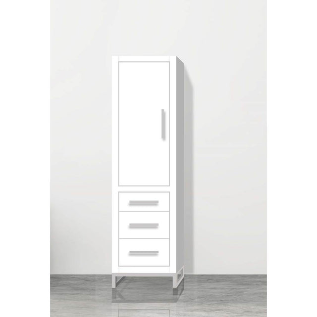 Madeli - Madeli Estate 20''W x 18''D x 76''H Free Standing Linen Cabinet L Hinged In White/HW: Brushed Nickel(BN) - White With Brushed Nickel