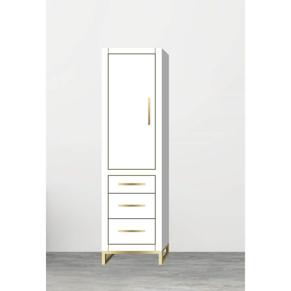 Madeli - Madeli Estate 20''W x 18''D x 76''H Free Standing Linen Cabinet L Hinged In White/HW: Satin Brass(SB) - White With Satin Brass